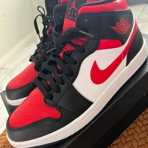 Jordan Air Mid Sneakers - Blackfire Red and White 🥵🔥🥵
